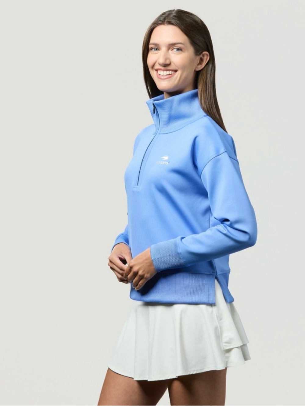 US Open Collection B. Draddy The Meryl 1/4 Zip Up Sweater- Blue